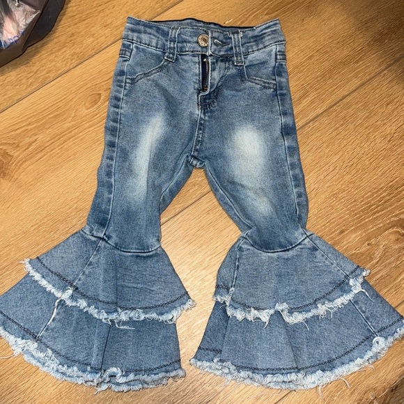 Other - Baby girl denim ruffle bell bottoms